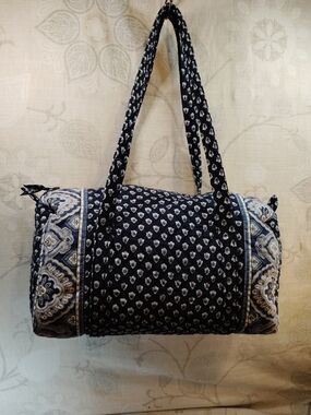 Vera Bradley Navy and Cream Quilted Duffle Bag
